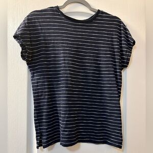 Madewell Navy and White Striped Muscle Tee